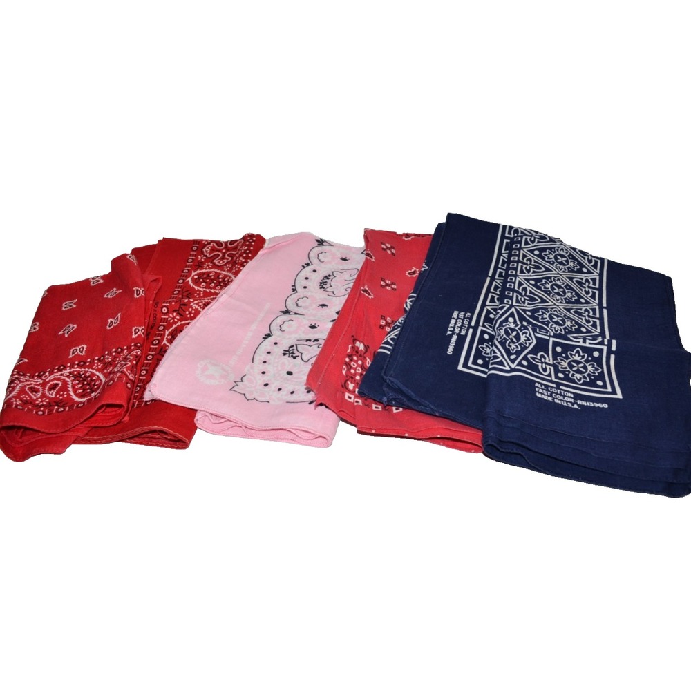 Vtg Bandana Lot Of 6 Colorfast Wamcraft Paisley Plaid Made in USA